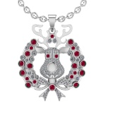 3.02Ctw VS/SI1 Ruby and Diamond 14K White Gold Necklace(ALL DIAMOND ARE LAB