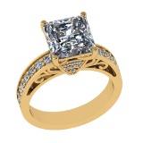 3.38 Ctw VS/SI1 Diamond 14k Yellow Gold Engagement Ring (ALL DIAMOND ARE LA