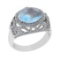 6.39 Ctw I2/I3 Rainbow Moonstone And Diamond 10K White Gold Engagement Ring
