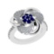 0.90 Ctw VS/SI1 Blue Sapphire and Diamond 14k white Gold Engagement Ring(AL