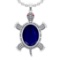 9.20 Ctw VS/SI1 Blue Sapphire and Diamond 14K White Gold Pendant (ALL DIAMO