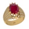 5.06 Ctw VS/SI1 Ruby And Diamond 14K Yellow Gold Engagement Ring
