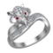 0.52 Ctw VS/SI1 Ruby and Diamond 14k white Gold Animal theme Fox Ring (ALL