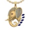 1.99 Ctw VS/SI1 Blue Sapphire and Diamond 14k Yellow Gold Animal theme Elep