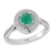 1.10 Ctw VS/SI1 Emerald and Diamond 14k white Gold Engagement Ring