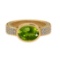 2.96 Ctw VS/SI1 Peridot and Diamond Set 10K Yellow Gold Engagement Ring (AL