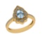 0.94 Ctw VS/SI1 Blue Topaz and Diamond Set 10K Yellow Gold Engagaement Ring