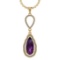 13.84 Ctw VS/SI1 Amethyst and Diamond Prong Set 14k Yellow Gold Pendant (AL