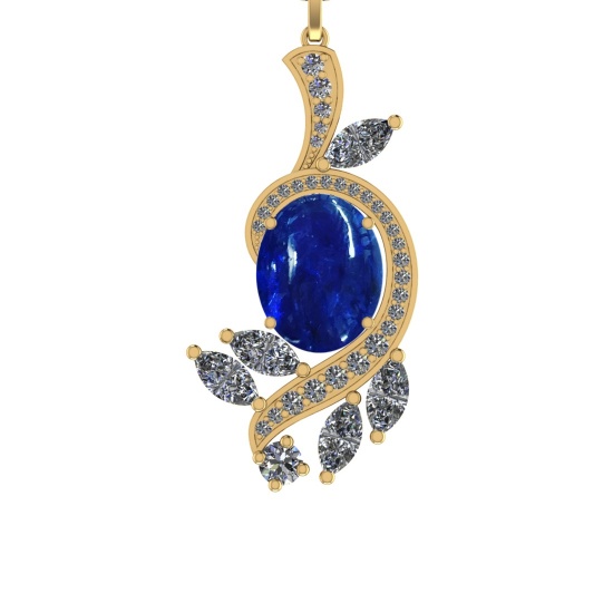 49.08 Ctw SI1/SI2 Tanzanite and Diamond 14k Yellow Gold Pandant (ALL DIAMON