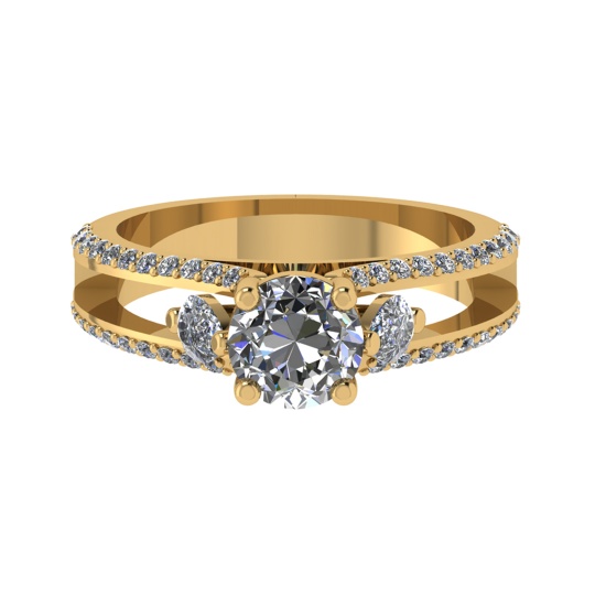 4.91 Ctw SI2/SI1 Diamond Prong Set 14k Yellow Gold Engagement Ring (ALL DIA