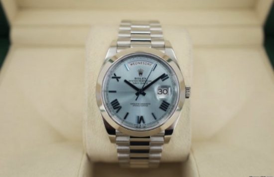 New Platinum 40mm DayDate Blue Dial Rolex comes with Box & Papers