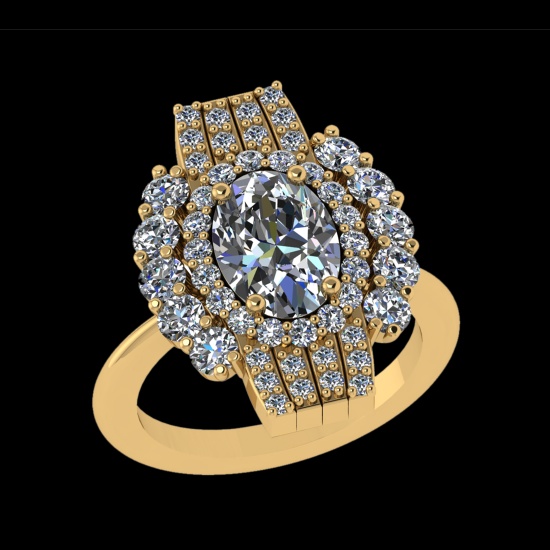 3.83 Ctw VS/SI1 Diamond Prong Set 18k Yellow Gold Engagement Ring (ALL DIAM