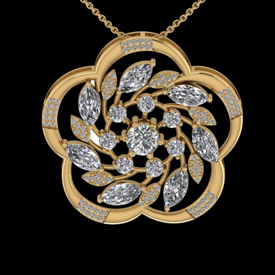 4.15 Ctw VS/SI1 Diamond 18K Yellow Gold Necklace (ALL DIAMOND ARE LAB GROWN