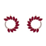 3.18 Ctw VS/SI1 Ruby And Diamond 14K Rose Gold Earrings (ALL DIAMOND ARE LA