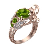 4.92 Ctw VS/SI1 Peridot and Diamond Set 10K Rose Gold Engagement Ring (ALL