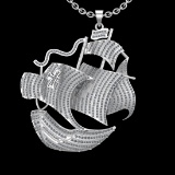 5.14 Ctw VS/SI1 Diamond Prong Set 18K White Gold Ship Necklace (ALL DIAMOND