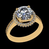 3.29 Ctw VS/SI1 Diamond 10k Yellow Gold Engagement Ring (ALL DIAMOND ARE LA