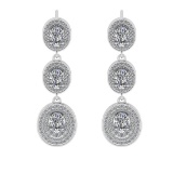 3.93 Ctw VS/SI1 Diamond 10K White Gold Dangle Earrings (ALL DIAMOND ARE LAB