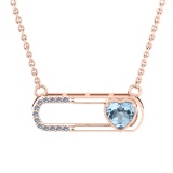 0.56 Ctw VS/SI1 Blue Topaz and Diamond 10K Rose Gold Pendant (ALL DIAMOND A