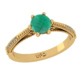 0.90 Ctw VS/SI1 Emerald and Diamond 14k Yellow Gold Engagement Ring (ALL DI
