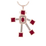 7.65 Ctw VS/SI1 Ruby and Diamond 14K Rose Gold Necklace(ALL DIAMOND ARE LAB