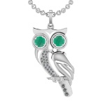 1.75 Ctw VS/SI1 Emerald and Diamond 14K White Gold Pendant (ALL DIAMOND ARE