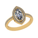 1.27 Ctw VS/SI1 Diamond 14k Yellow Gold Engagement Ring (ALL DIAMOND ARE LA