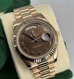 New Rolex 18k Gold Presidential DayDate Chocolate Dial Comes with Box & Pap