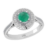 1.10 Ctw VS/SI1 Emerald and Diamond 14k white Gold Engagement Ring
