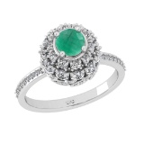 2.00 Ctw VS/SI1 Emerlad and Diamond Prong Set 14K White Gold Engagement Rin