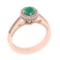 0.82 Ctw VS/SI1 Emerald And Diamond 14K Rose Gold Engagement Halo Ring
