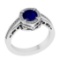 1.02 Ctw VS/SI1 Blue Sapphire and Diamond 14k white Gold Engagement Ring