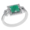 1.34 Ctw VS/SI1 Emerald And Diamond 14K White Gold Wedding Halo Ring