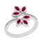 0.72 Ctw VS/SI1 Ruby And Diamond 14K White Gold Bypass Ring