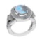 6.37 Ctw I2/I3 Rainbow Moonstone And Diamond 10K White Gold Engagement Ring