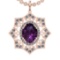 22.81 Ctw VS/SI1 Amethyst and Diamond 14K Rose Gold Pendant