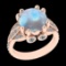 7.18 Ctw VS/SI1 Rainbow Moonstone And Diamond 14K Rose Gold Engagement Ring