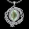 22.03 Ctw VS/SI1 Green Amethyst And Diamond 14k White Gold Pendant Neklace(