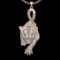 3.80 Ctw VS/SI1 Diamond Prong Set 18K Rose Gold Animal theme Lion Necklace