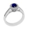 0.82 Ctw VS/SI1 Blue Sapphire And Diamond 14K White Gold Engagement Halo Ri