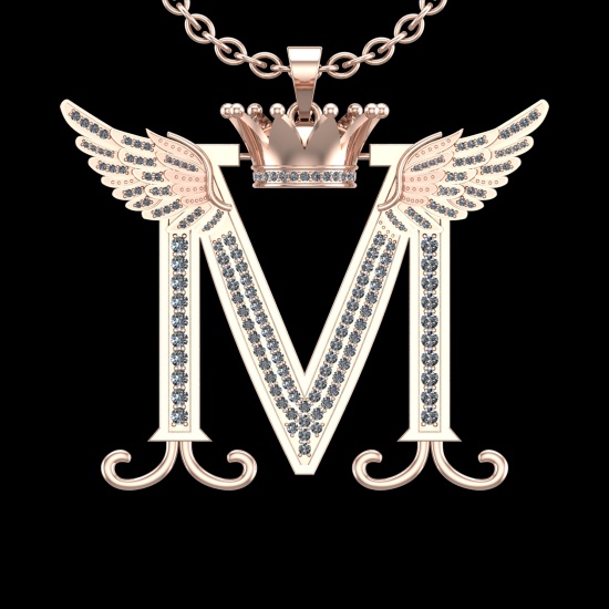 2.17 Ctw VS/SI1 Diamond Prong Set 18K Rose Gold Letter theme ( m) Necklace