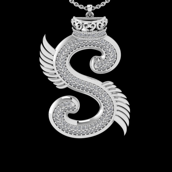 0.70 Ctw VS/SI1 Diamond Prong Set 18K White Gold Letter theme ( S) Necklace