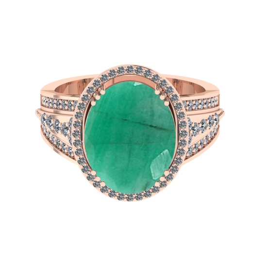 5.60 Ctw VS/SI1 Emerald And Diamond 14k Rose Gold Engagement Ring (ALL DIAM