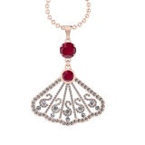 3.33 Ctw VS/SI1 Ruby and Diamond14K Rose Gold Necklace (ALL DIAMOND ARE LAB