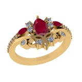 1.75 Ctw VS/SI1 Ruby and Diamond 14k Yellow Gold Engagement Ring (ALL DIAMO