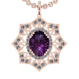 22.81 Ctw VS/SI1 Amethyst and Diamond 14K Rose Gold Pendant
