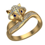 0.52 Ctw VS/SI1 Blue Sapphire and Diamond 14k Yellow Gold Animal theme Fox
