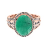 5.60 Ctw VS/SI1 Emerald And Diamond 14k Rose Gold Engagement Ring (ALL DIAM