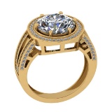 5.07 Ctw SI2/I1 Diamond Style Prong Set 18K Yellow Gold Engagement Halo Rin