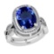 5.03 Ctw VS/SI1 Tanzanite And Diamond 18k White Gold Cocktail Ring